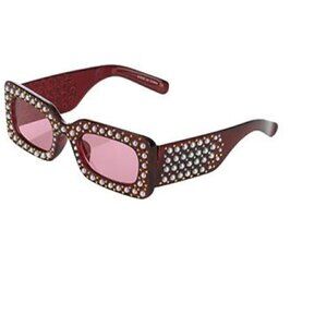 Pearled rectangle glasses Red
